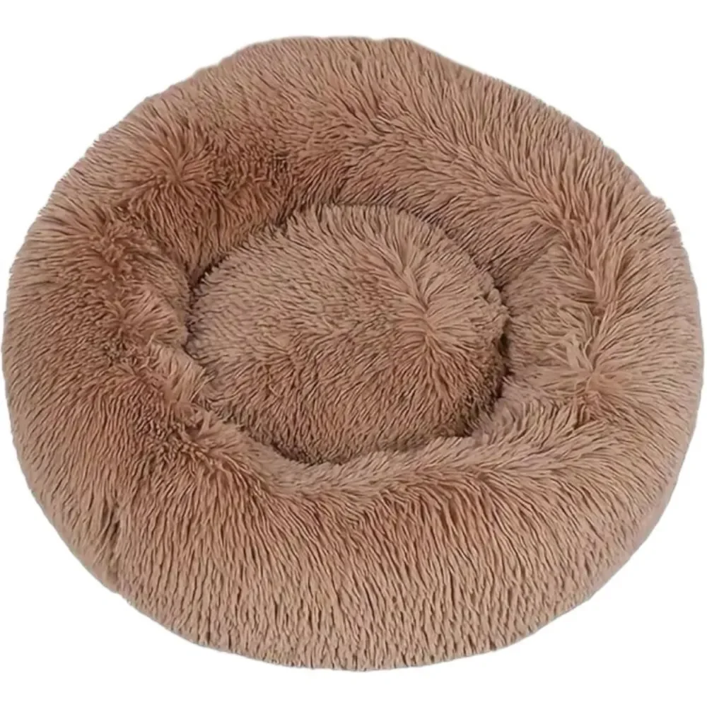 Medium 20 Inch Light Toffee Brown Faux Fur Pet Bed NWT